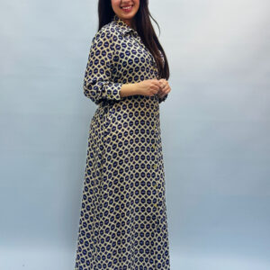 Robe Chemise Longue à Imprimé Géométrique