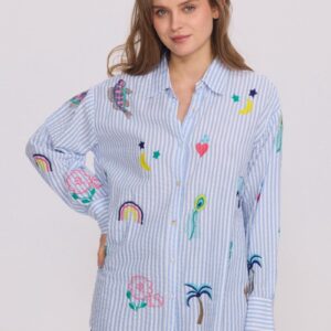 Chemise rayée brodée