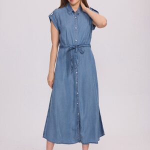 Robe chemise longue en denim