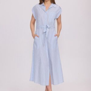 Robe chemise longue rayée