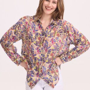 Chemise fluide à imprimé floral multicolore