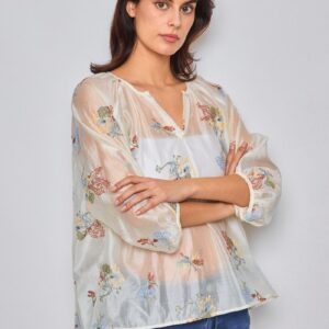 Blouse Transparente Fleurie – Tissu Voile Légère
