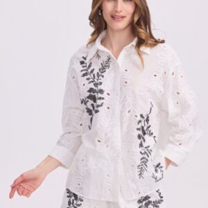 Ensemble Chemise et Short en Broderie Anglaise Blanche & Noire