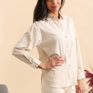 Chemise beige à effet satiné avec détails discrets scintillants