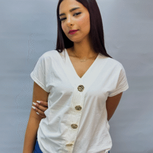 Blouse Élégante à Boutons Martelés