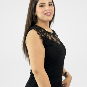 Top Sans Manches avec Dentelle Fleurie
