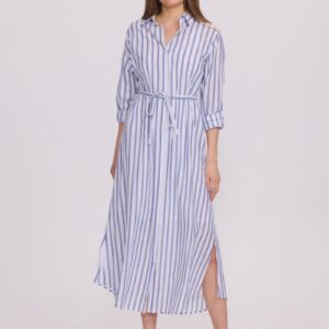 Robe chemise longue à rayures