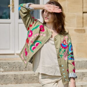Veste Kaki Brodée Multicolore
