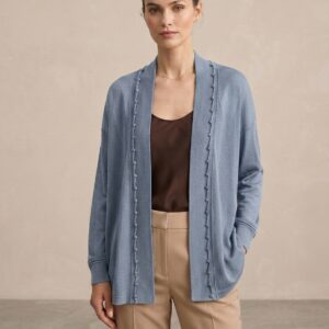 Gilet Long Maille Fine – Élégance Naturelle