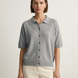 Cardigan Polo Maille – Élégance Naturelle