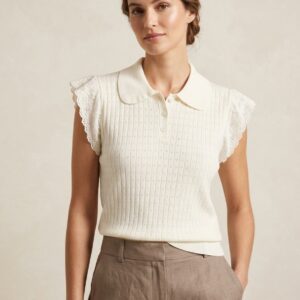 Polo Maille à Dentelle – Élégance Féminine