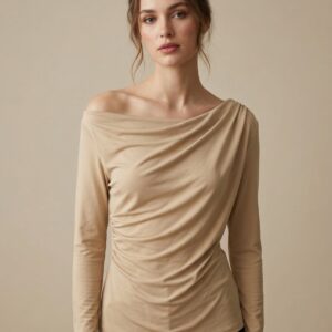 Top Drapé Épaules Dégagées – Élégance Sophistiquée