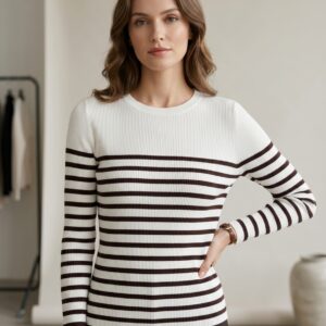 Pull Maille Rayée – Élégance Intemporelle