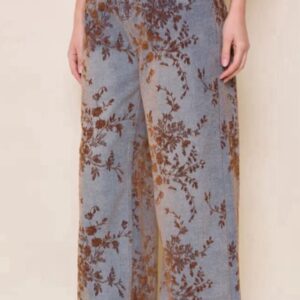 Pantalon Large Denim Imprimé – Style Artistique