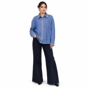 Chemise Denim Strass Bleu
