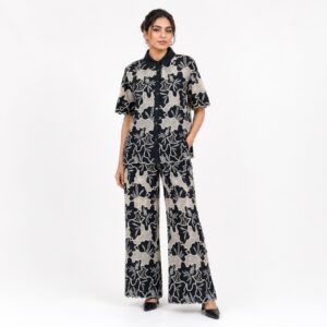 Ensemble Brodé Floral Noir
