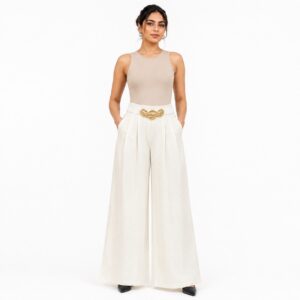 Pantalon Palazzo Ceinture Dorée