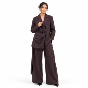Ensemble Tailleur Marron Drapé