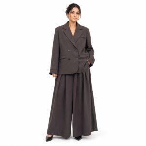 Ensemble Tailleur Taupe Plissé