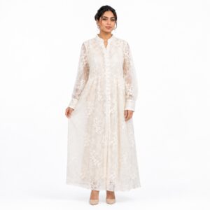 Robe Dentelle Brodée Ivoire