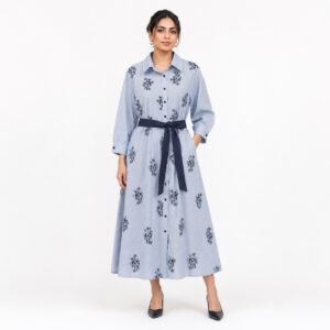 Robe Chemise Brodée Rayée