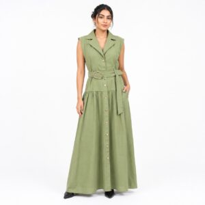 Robe Chemise Maxi Ceinturée