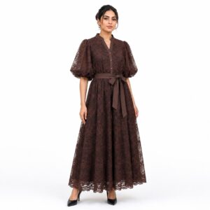 Robe Longue Dentelle Fleurie